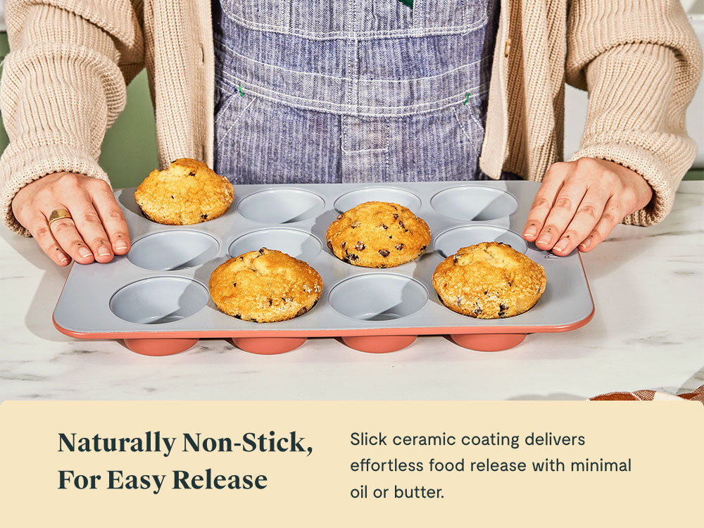 12-Cup Muffin Pan - 15.5x10” Non-Stick Ceramic