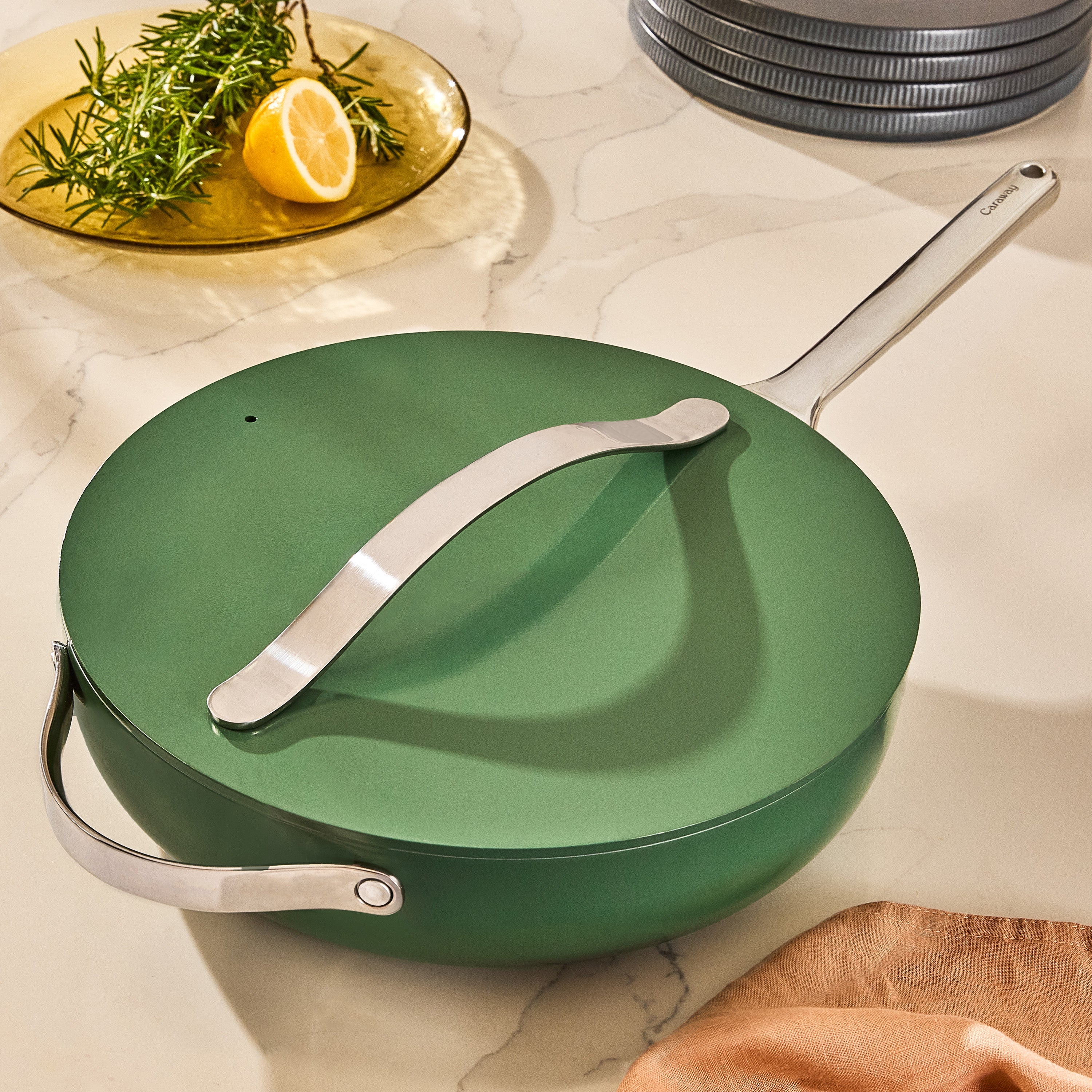 Nonstick Ceramic Sauté Pan with Lid, 4.5 qt
